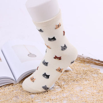 Alibaba Socks White Cat Crew Socks-Cute Kitty Cat Socks in 5 Colors!